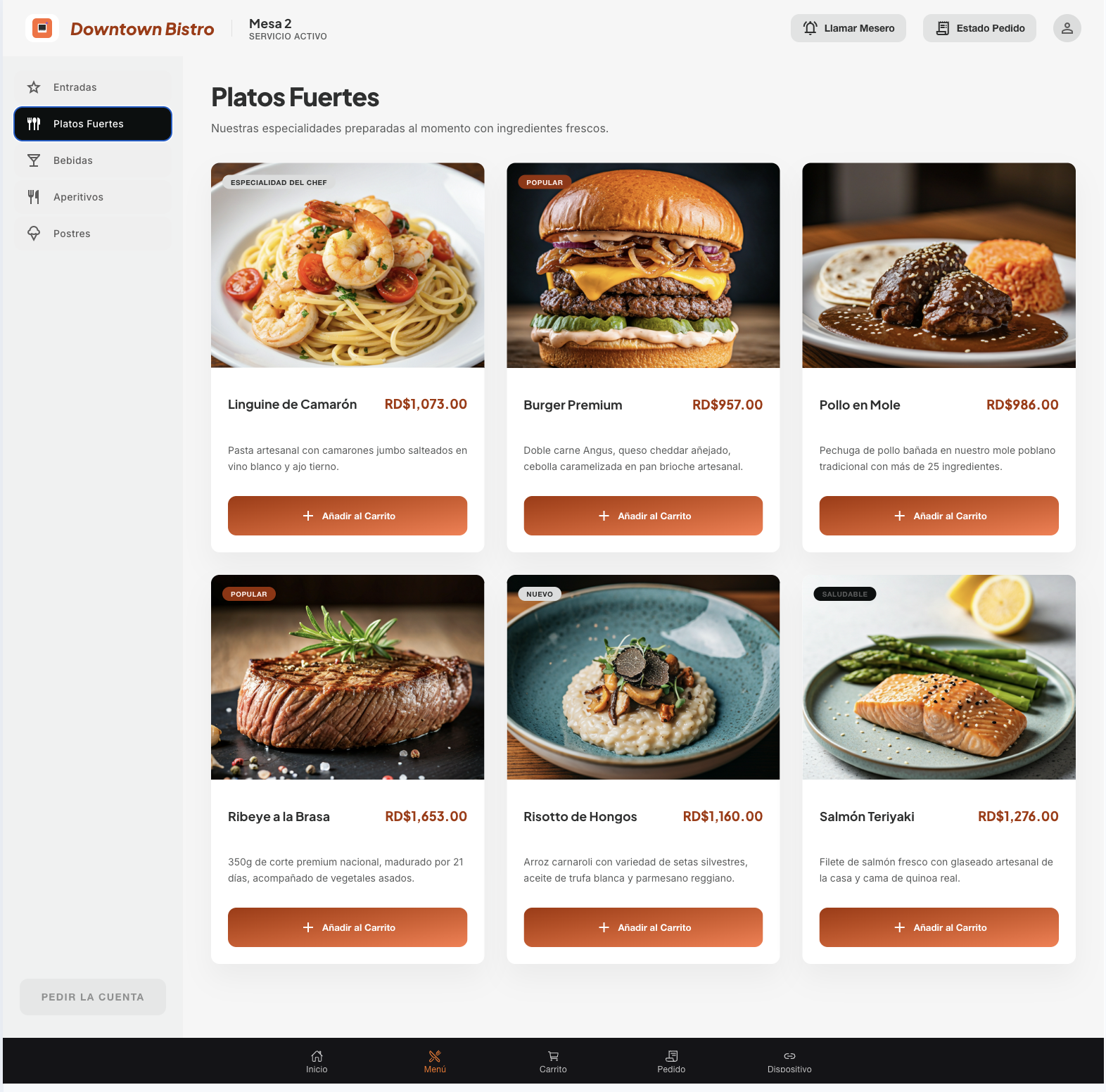Menú visual en Table App